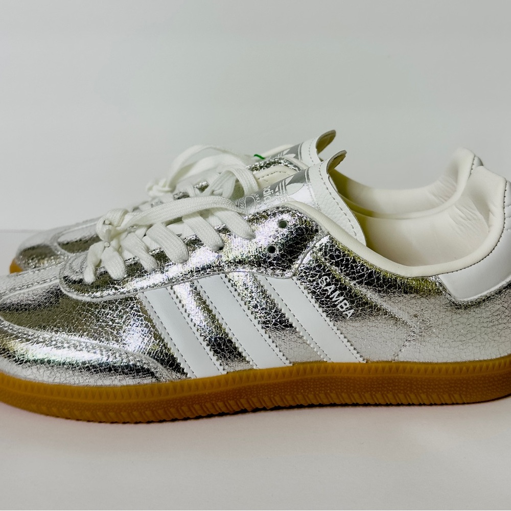Adidas Samba Metallic Silver Sneakers Men’s 9 Woman’s Size 10.5